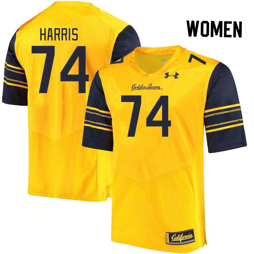 Women #74 Dashaun Harris California Golden Bears College Football Jerseys Stitched Sale-Gold - Click Image to Close